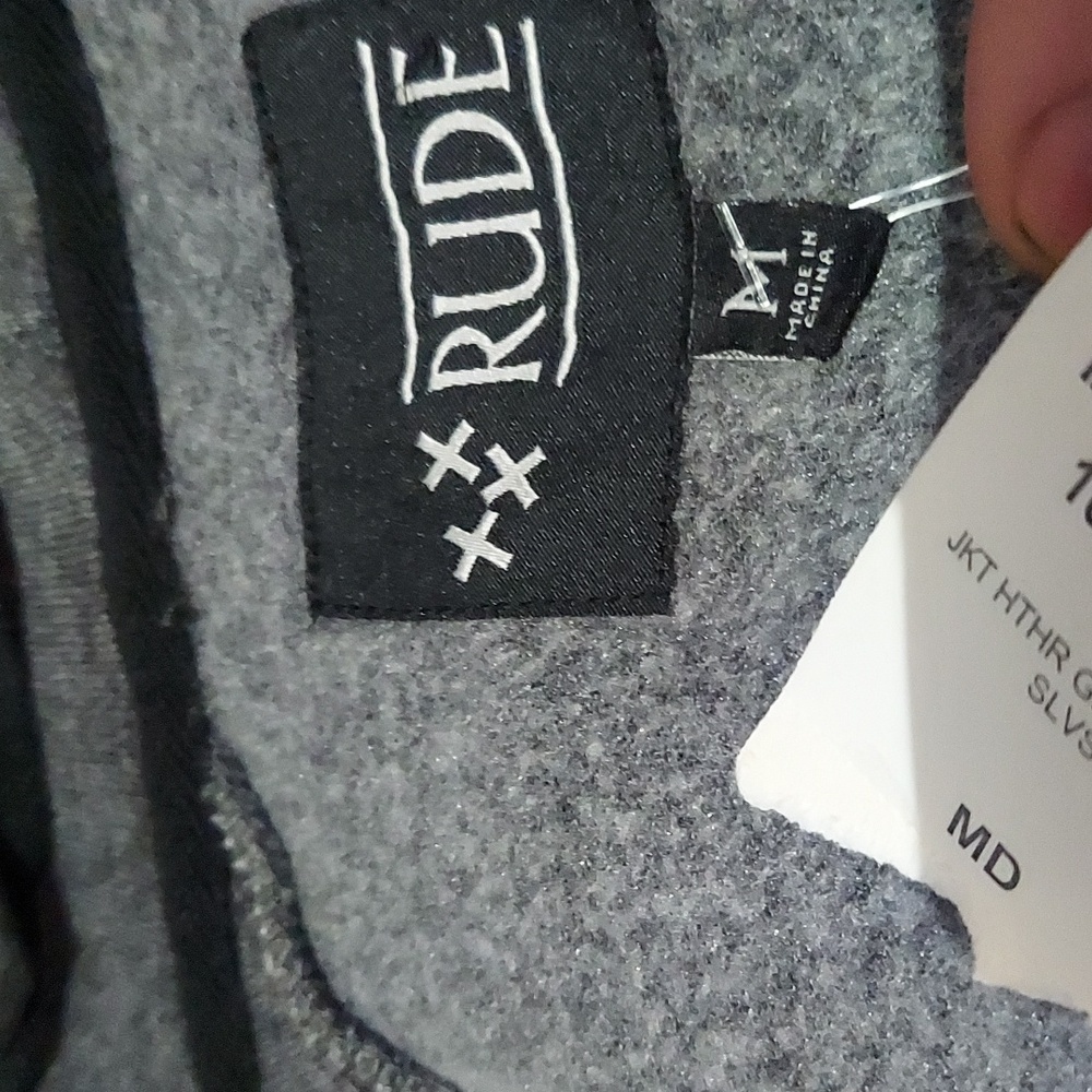 Trendy. Full Zip Hoodie. Nwt Grey Hoodie By Rude. - Picture 3 of 3